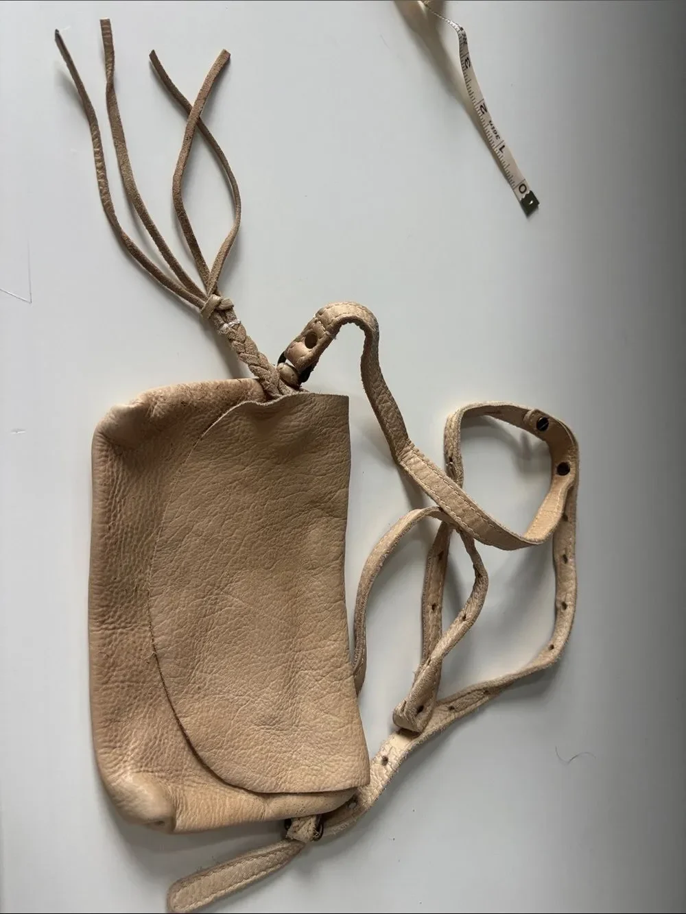 We The Free Neutral Beige Pebbled Leather Crossbody